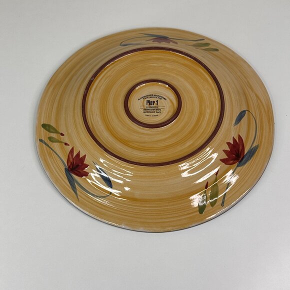 Handpainted Pier 1 Elizabeth Stoneware Platter 14" with Floral Design - Picture 3 of 6